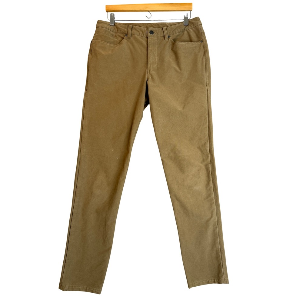 Lululemon ABC Pant Slim Canvas 33 Brown Khaki Mens 33x32 Chino Casual Gorp Work